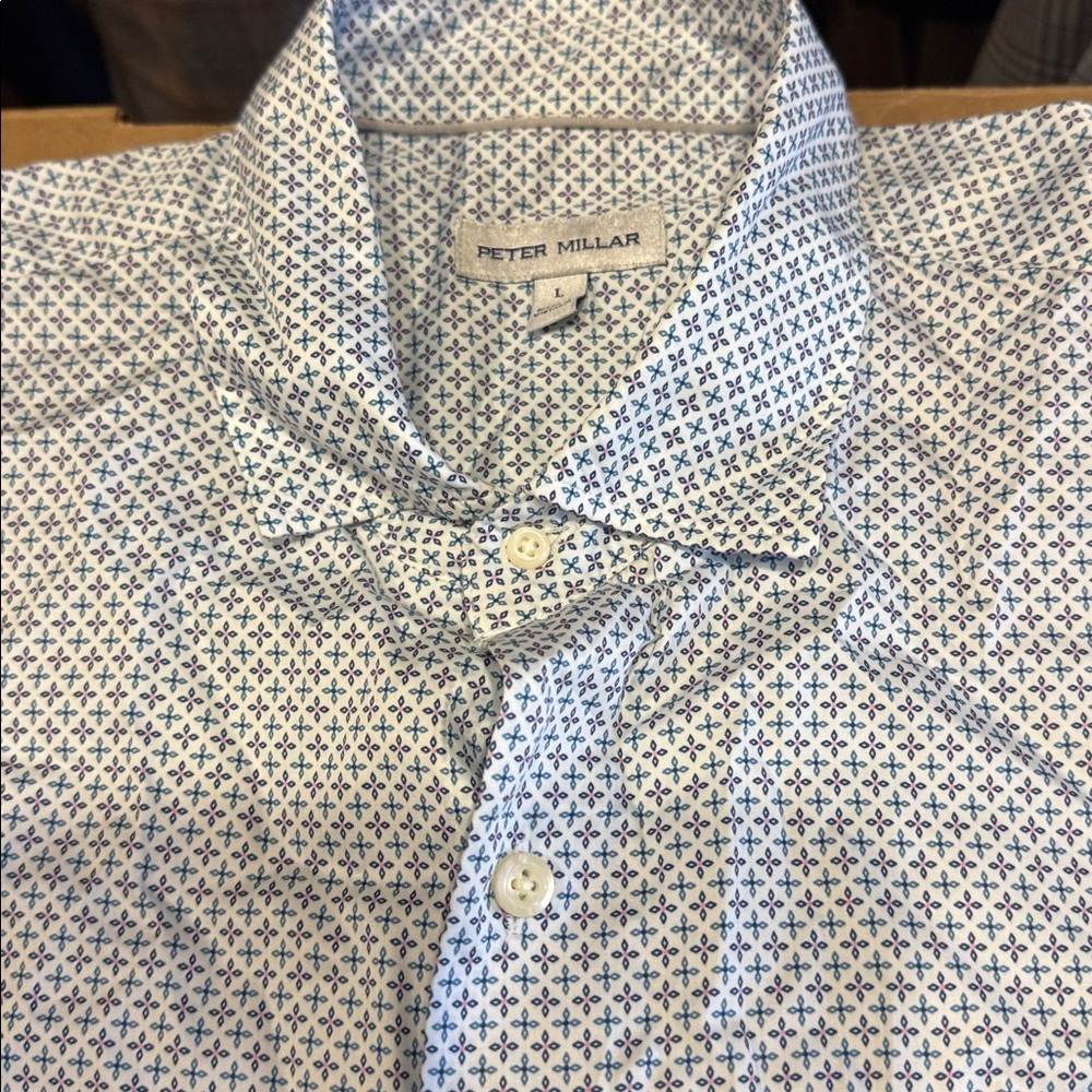 Peter Millar Blue and White Patterned Shirt